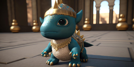 Cute baby dinosaur cartoon character design art. superlative generative AI image.の素材