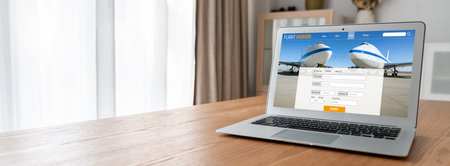 Online flight booking website provide modish reservation system . Travel technology concept .の写真素材