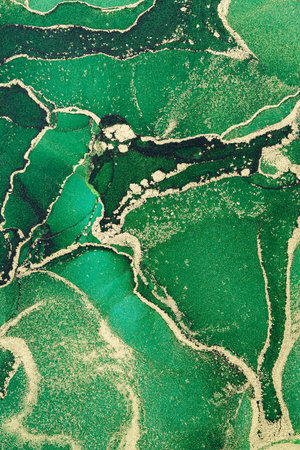 Original artwork photo of marble ink abstract art. High resolution photograph from exemplary original painting. Abstract painting was painted on HQ paper texture to create smooth marbling pattern.の写真素材