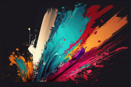 Abstract paintbrush splatters of colorful concept isolated on background. Inspiration of separated high-color stroke bright tone creativity. Finest generative AI.の素材