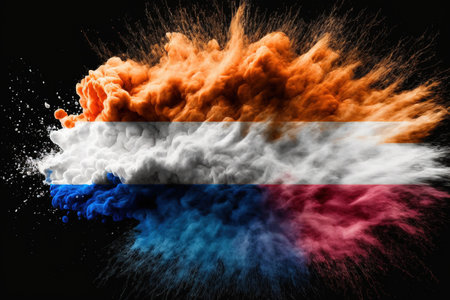 Image of color powder splash and explosion abstract art . Admirable Generative AI image .の素材