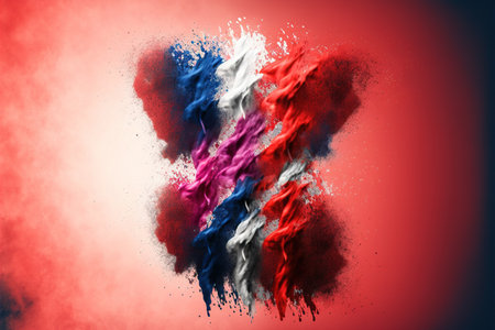 Image of color powder splash and explosion abstract art . Admirable Generative AI image .の素材