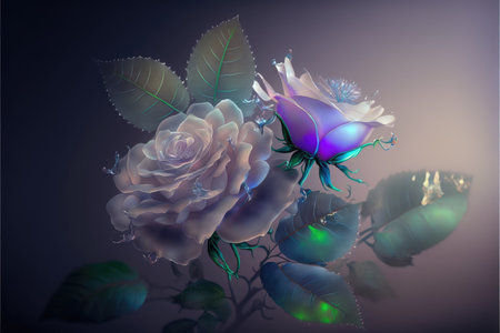 Close up of fresh flower spectrum detailed art of rose collection. Created by technical shading pastel colorful tone with slight softness blossom. Finest generative AI.の素材
