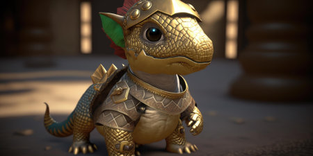 Cute baby dinosaur cartoon character design art. superlative generative AI image.の素材