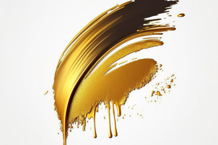 Paint brush stroke with oil paint color embossed 3D texture on white background . Admirable Generative AI image .の素材