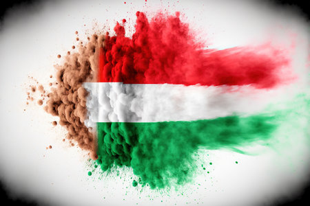 Image of color powder splash and explosion abstract art . Admirable Generative AI image .の素材