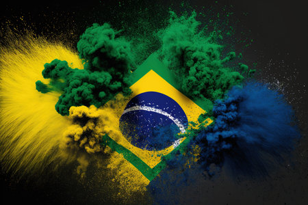 Image of color powder splash and explosion abstract art . Admirable Generative AI image .の素材