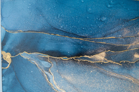 Original artwork photo of marble ink abstract art. High resolution photograph from exemplary original painting. Abstract painting was painted on HQ paper texture to create smooth marbling pattern.の写真素材