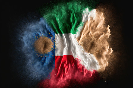 Image of color powder splash and explosion abstract art . Admirable Generative AI image .の素材