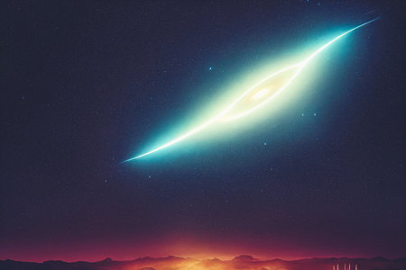 Splendid scenic outer space vibrant color starry galaxy universe in bizarre and fantasy cosmical light in digital art generative AI background. Colorful light in the deep space wallpaper.の素材