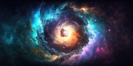 background of an infinite space with stars, galaxies, nebular. superlative generative AI image.の素材