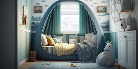 Child play room interior decoration with toy for playing. superlative generative AI image.の素材