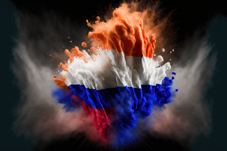 Image of color powder splash and explosion abstract art . Admirable Generative AI image .の素材