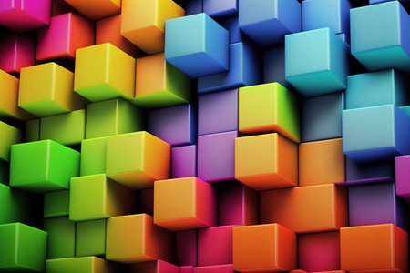 Abstract background of cube blocks wall stacking design for cubic wallpaper background . Admirable Generative AI image .の素材