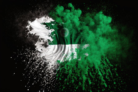 Image of color powder splash and explosion abstract art . Admirable Generative AI image .の素材