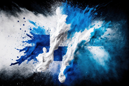 Image of color powder splash and explosion abstract art . Admirable Generative AI image .の素材