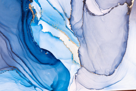 Marble ink abstract art from meticulous original painting abstract background . Painting was painted on high quality paper texture to create smooth marble background pattern of ombre alcohol ink .の写真素材