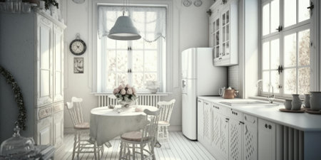contemporary compact design of modern kitchen in stylish home. superlative generative AI image.の素材