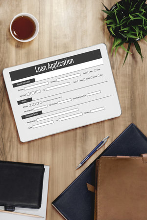 Online loan application form for modish digital information collection on the internet networkの写真素材