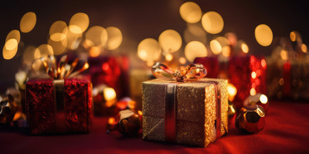 well wrapped gift box from shopping for new year present celebrationの素材
