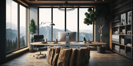 Home office interior design in modern style with working spaceの素材