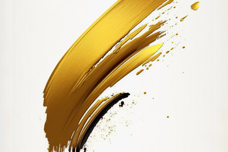 Paint brush stroke with oil paint color embossed 3D texture on white background . Admirable Generative AI image .の素材