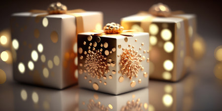 well wrapped gift box from shopping for new year present celebrationの素材