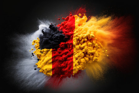 Image of color powder splash and explosion abstract art . Admirable Generative AI image .の素材