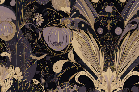 Abstract wallpaper background of flower pattern. distinct generative AI image.の素材