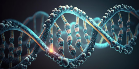 Medical helix of DNA in multiple colors. superlative generative AI image.の素材