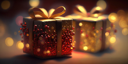 well wrapped gift box from shopping for new year present celebrationの素材