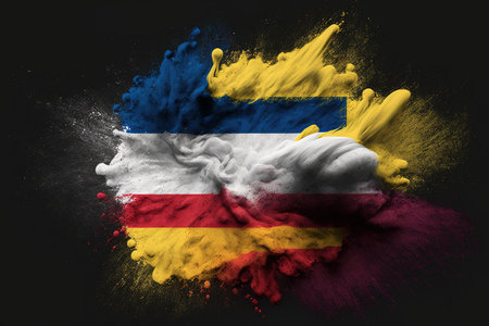 Image of color powder splash and explosion abstract art . Admirable Generative AI image .の素材