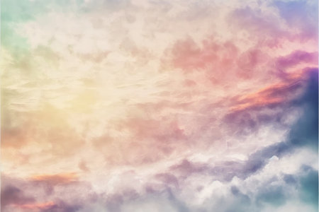 Abstract of sunset mood in the sky with cloudy background. Wallpaper in colorful gradient pastel painting with watercolor shading technique. Finest generative AI.の素材