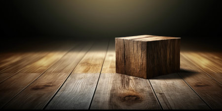 Empty wood floor and wall of studio background. superlative generative AI image.の素材