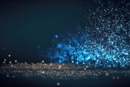 Splashing dusky of bokeh abstract background full frame creativity background. Abstract of blue and gold droplet from spray water design. Finest generative AI.の素材