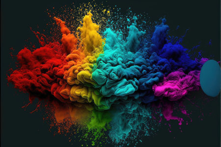 Abstract paintbrush swatches platters of colorful concept isolated on background. Inspiration of separated high-color stroke bright tone creativity separate by scene. Finest generative AI.の素材