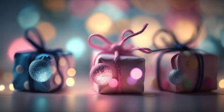well wrapped gift box from shopping for new year present celebrationの素材