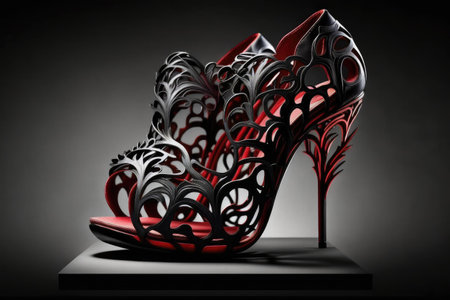 prototype of 3d printing high heels for futuristic fashion. superlative generative AI image.の素材