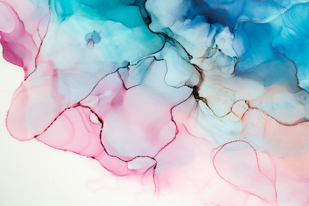 Original artwork photo of marble ink abstract art. High resolution photograph from exemplary original painting. Abstract painting was painted on HQ paper texture to create smooth marbling pattern.の写真素材