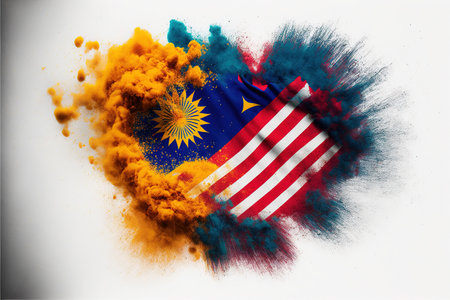 Image of color powder splash and explosion abstract art . Admirable Generative AI image .の素材