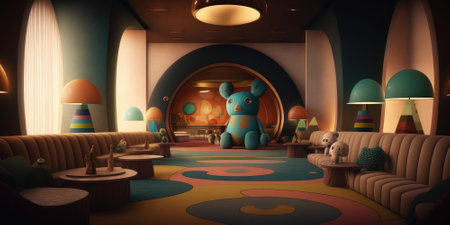 Child play room interior decoration with toy for playing. superlative generative AI image.の素材