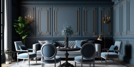 luxurious interior elegant design in modern house. superlative generative AI image.の素材