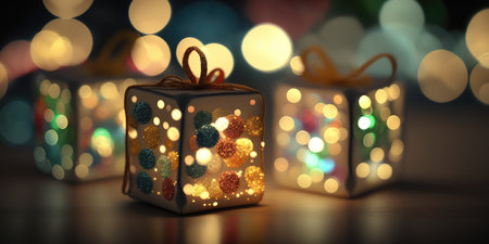 well wrapped gift box from shopping for new year present celebrationの素材