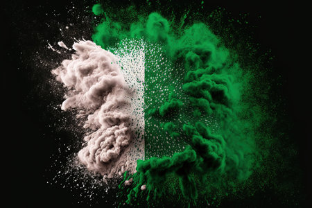 Image of color powder splash and explosion abstract art . Admirable Generative AI image .の素材