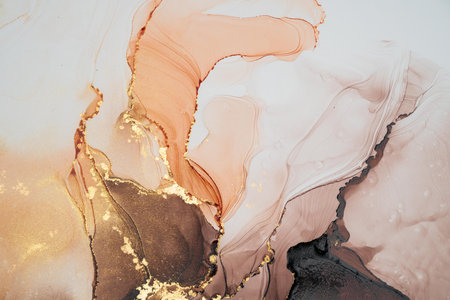 Original artwork photo of marble ink abstract art. High resolution photograph from exemplary original painting. Abstract painting was painted on HQ paper texture to create smooth marbling pattern.の写真素材