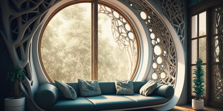 luxurious interior elegant design in modern house. superlative generative AI image.の素材