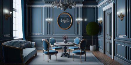 luxurious interior elegant design in modern house. superlative generative AI image.の素材