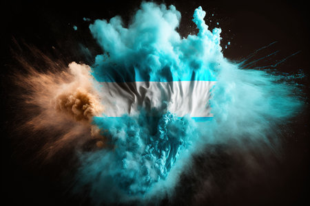 Image of color powder splash and explosion abstract art . Admirable Generative AI image .の素材