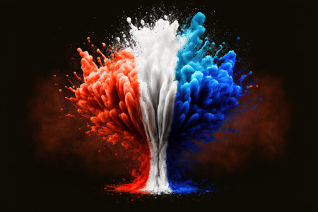 Image of color powder splash and explosion abstract art . Admirable Generative AI image .の素材