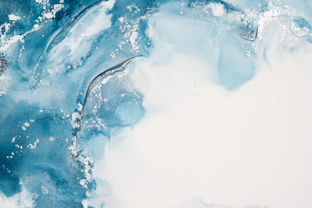 Original artwork photo of marble ink abstract art. High resolution photograph from exemplary original painting. Abstract painting was painted on HQ paper texture to create smooth marbling pattern.の写真素材
